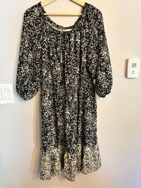 Knox Rose Black and Cream Floral Dress Size XXL